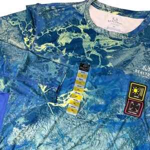 RealTree Fishing NEW Riverdog Men's Long Sleeve Tee Blue UPF 30‎ Flex Fabric 2XL